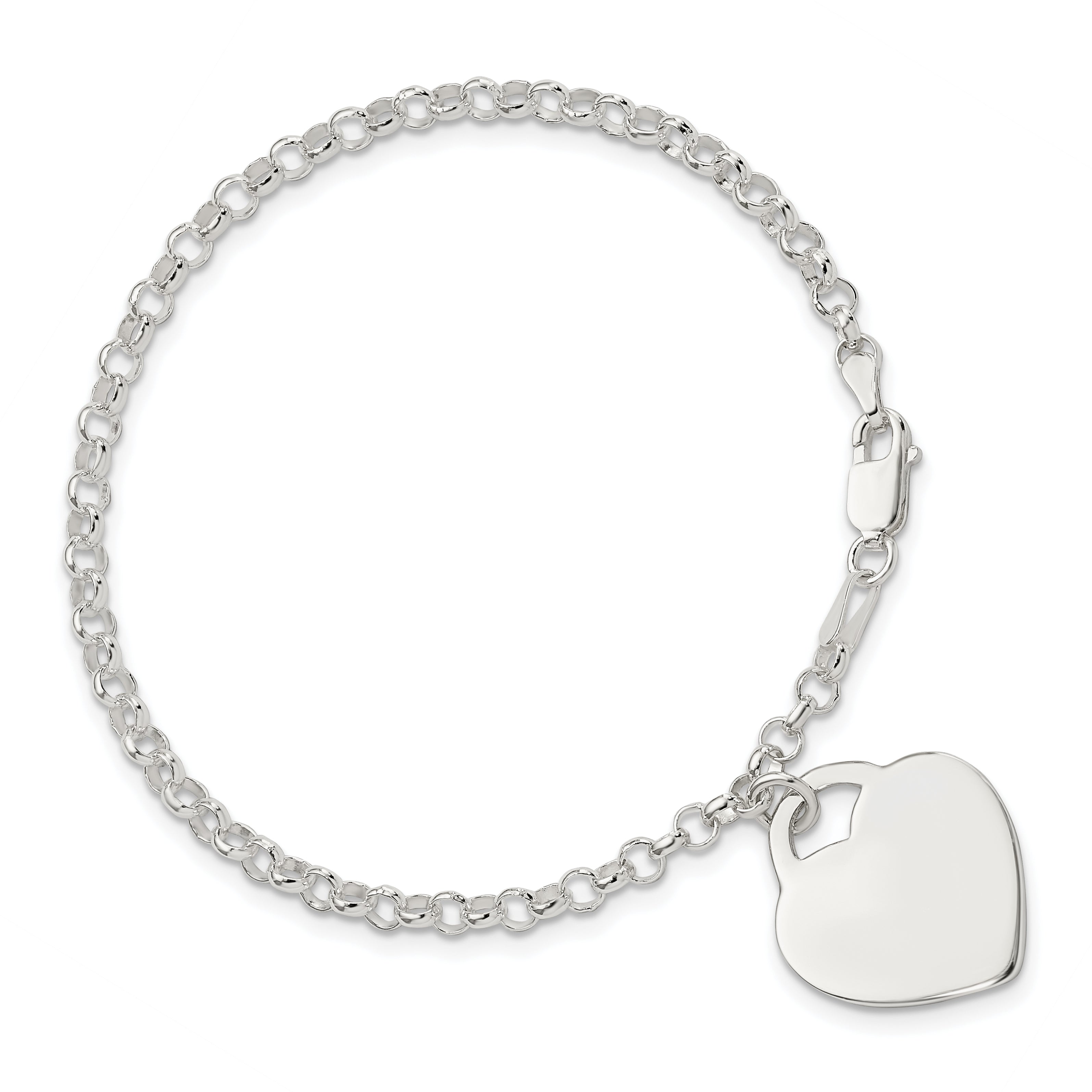 Sterling Silver Engraveable Heart Bracelet