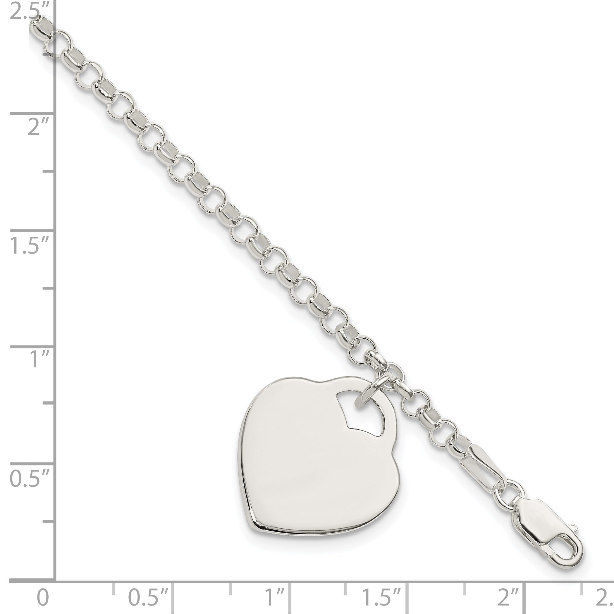 Sterling Silver Engraveable Heart Bracelet