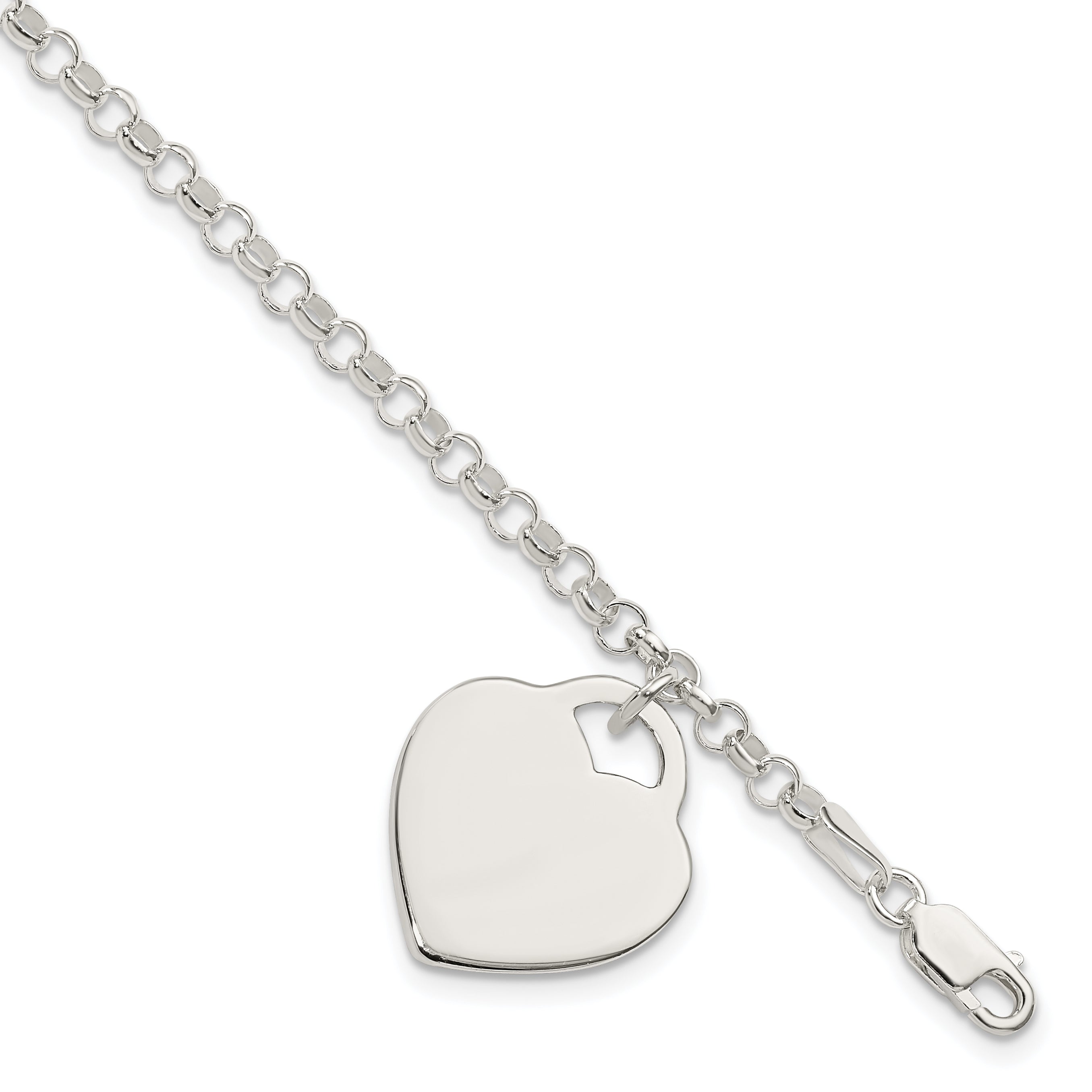 Sterling Silver Engraveable Heart Bracelet