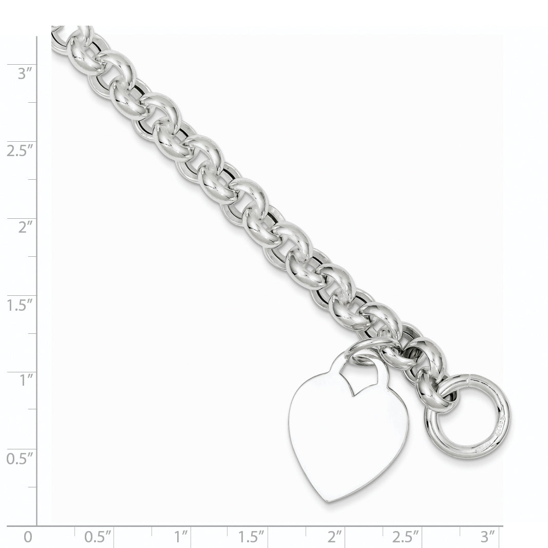 Sterling Silver Engraveable Heart Toggle Bracelet