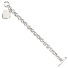 Sterling Silver Engraveable Heart Toggle Bracelet