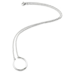 Sterling Silver Circle Charm Holder 17in Necklace