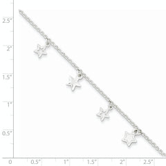 Sterling Silver Polished & Textured Stars Children's Bracelet