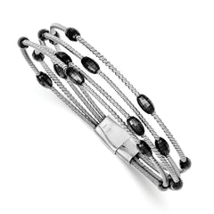 Sterling Silver Ruthenium-plated Bead Slide Clasp Bracelet