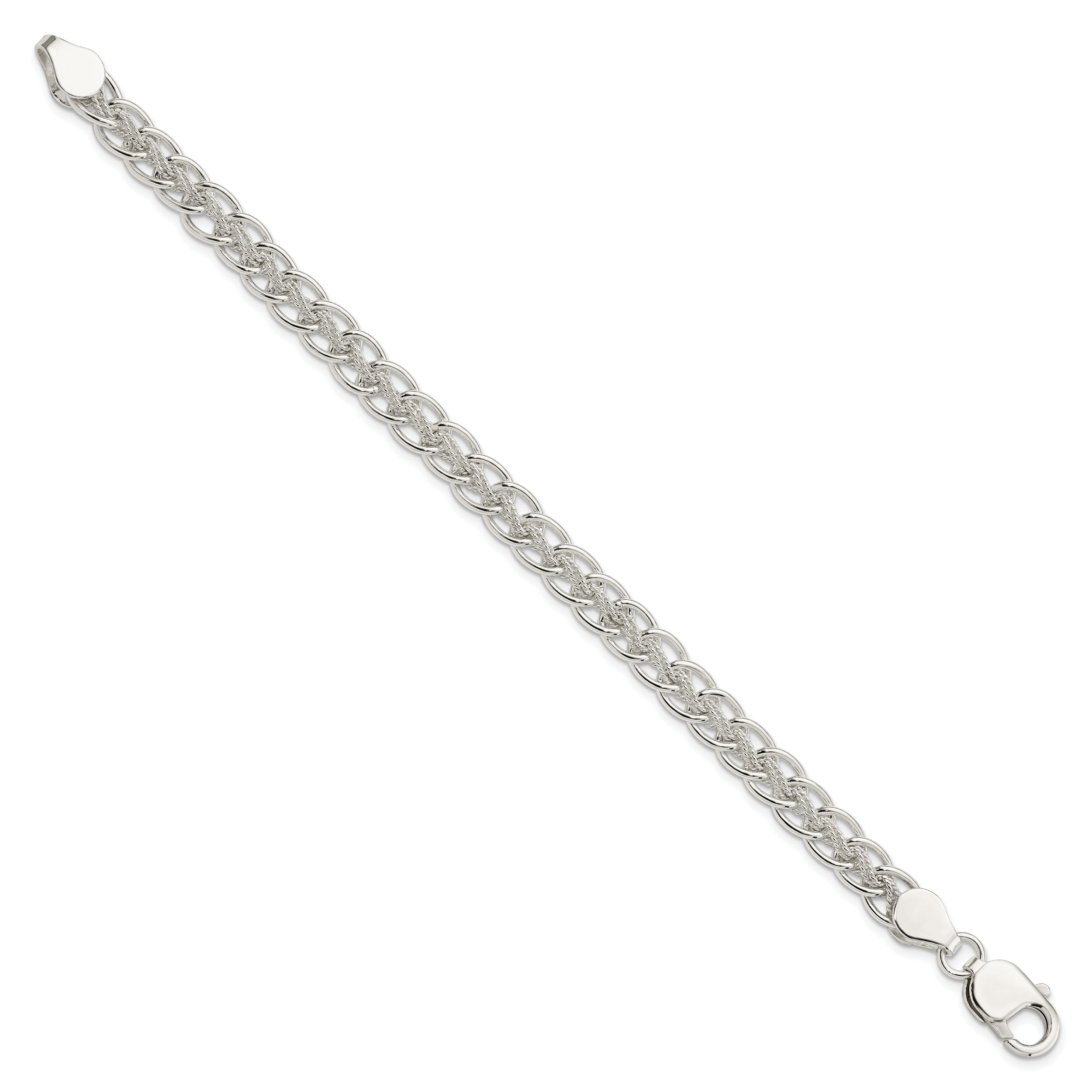 Sterling Silver Polished and Textured Fancy Bracelet