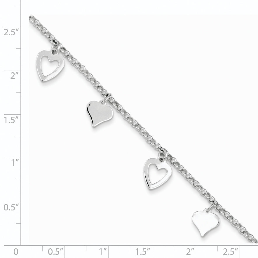 Sterling Silver Polished Heart Bracelet