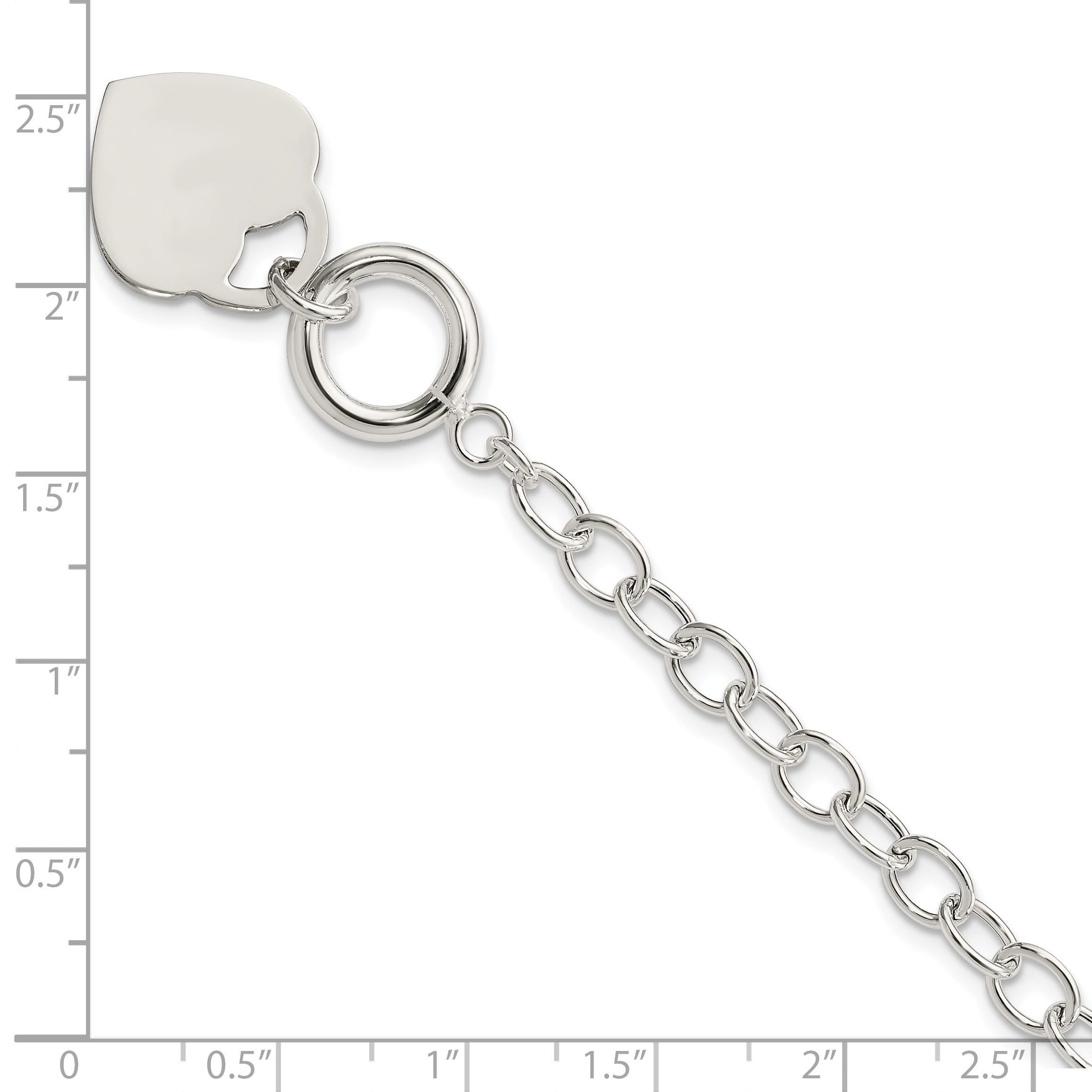 Sterling Silver Oval Link Engraveable Heart Bracelet