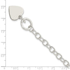 Sterling Silver Polished Engraveable Heart Charm Bracelet