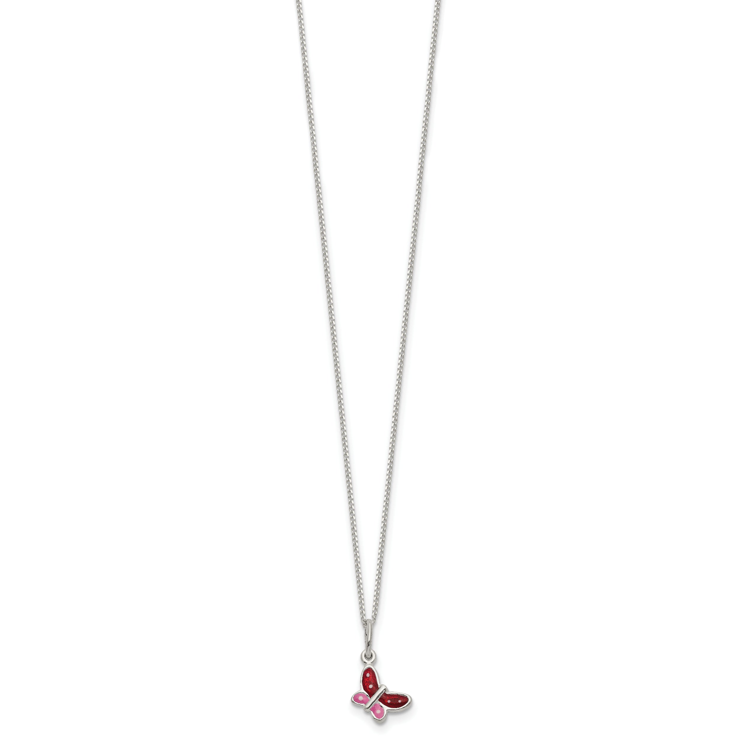 Sophia Jewelers 925 Sterling Silver Butterfly Necklace for Girls Enamel Accents