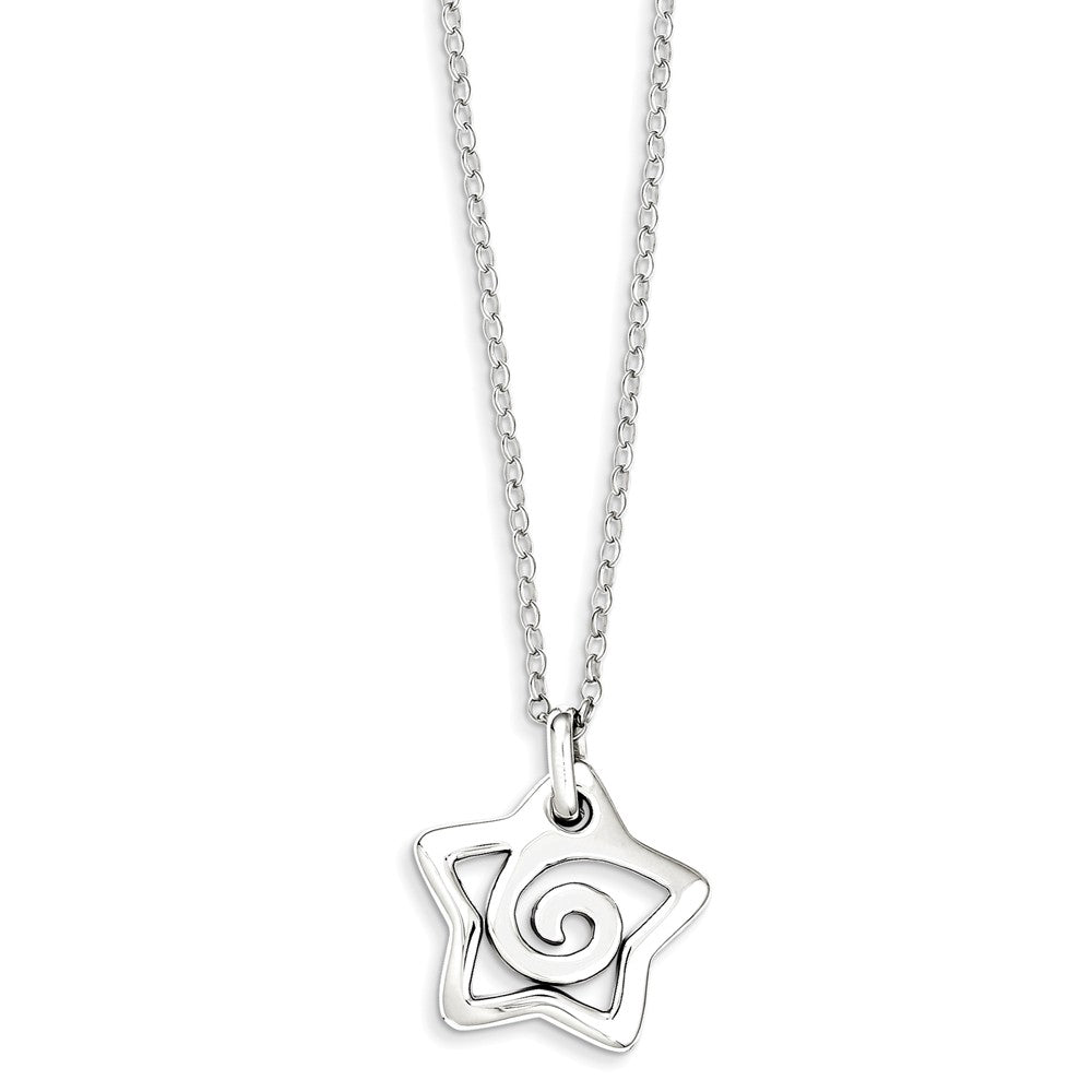 Sterling Silver Polished Star Pendant Necklace