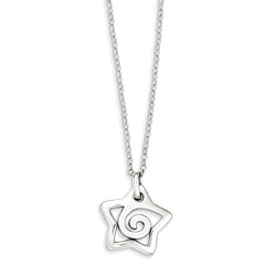 Sterling Silver Polished Star Pendant Necklace