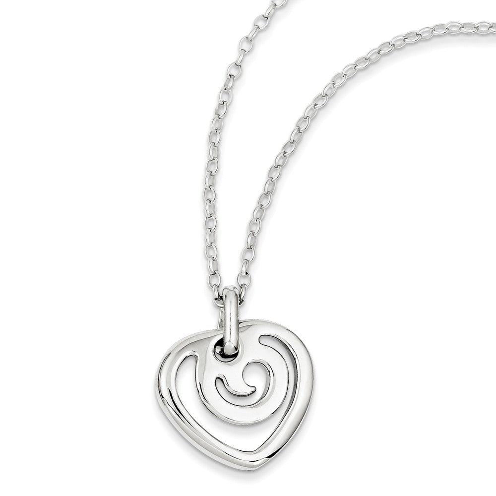 Sterling Silver Polished Heart Pendant Necklace