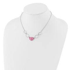 Sterling Silver Polished Pink Preciosa Crystal Triangle Necklace