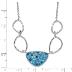 Sterling Silver Polished Blue Preciosa Crystal Triangle Necklace