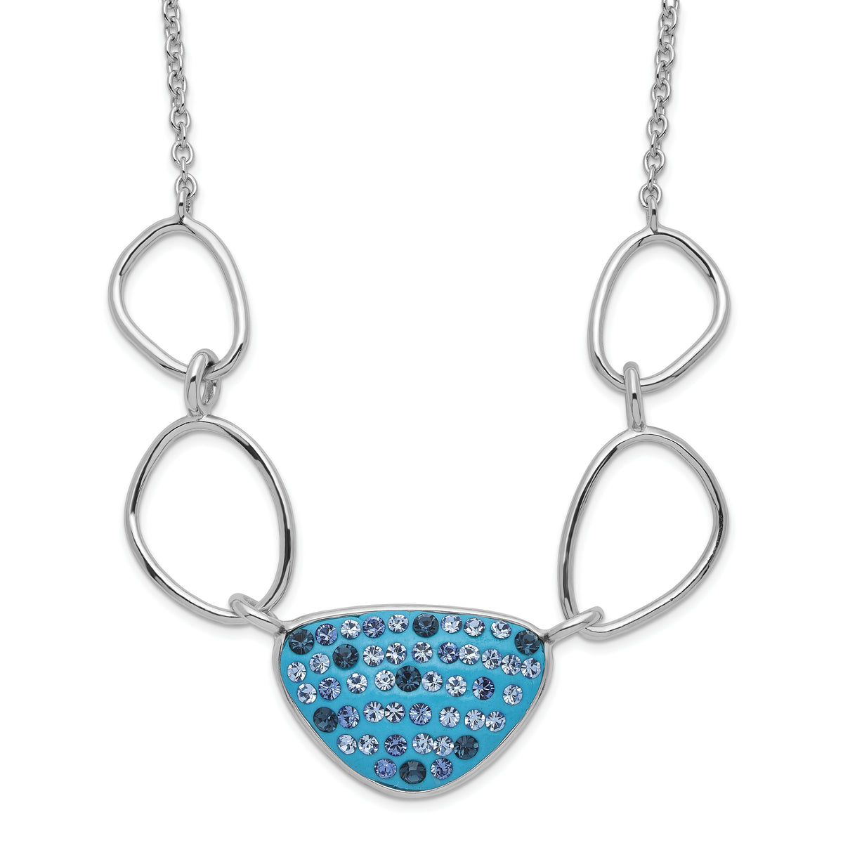 Sterling Silver Polished Blue Preciosa Crystal Triangle Necklace