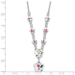 Sterling Silver Stellux Multicolor Crystal Flower w/ 2in ext. Necklace