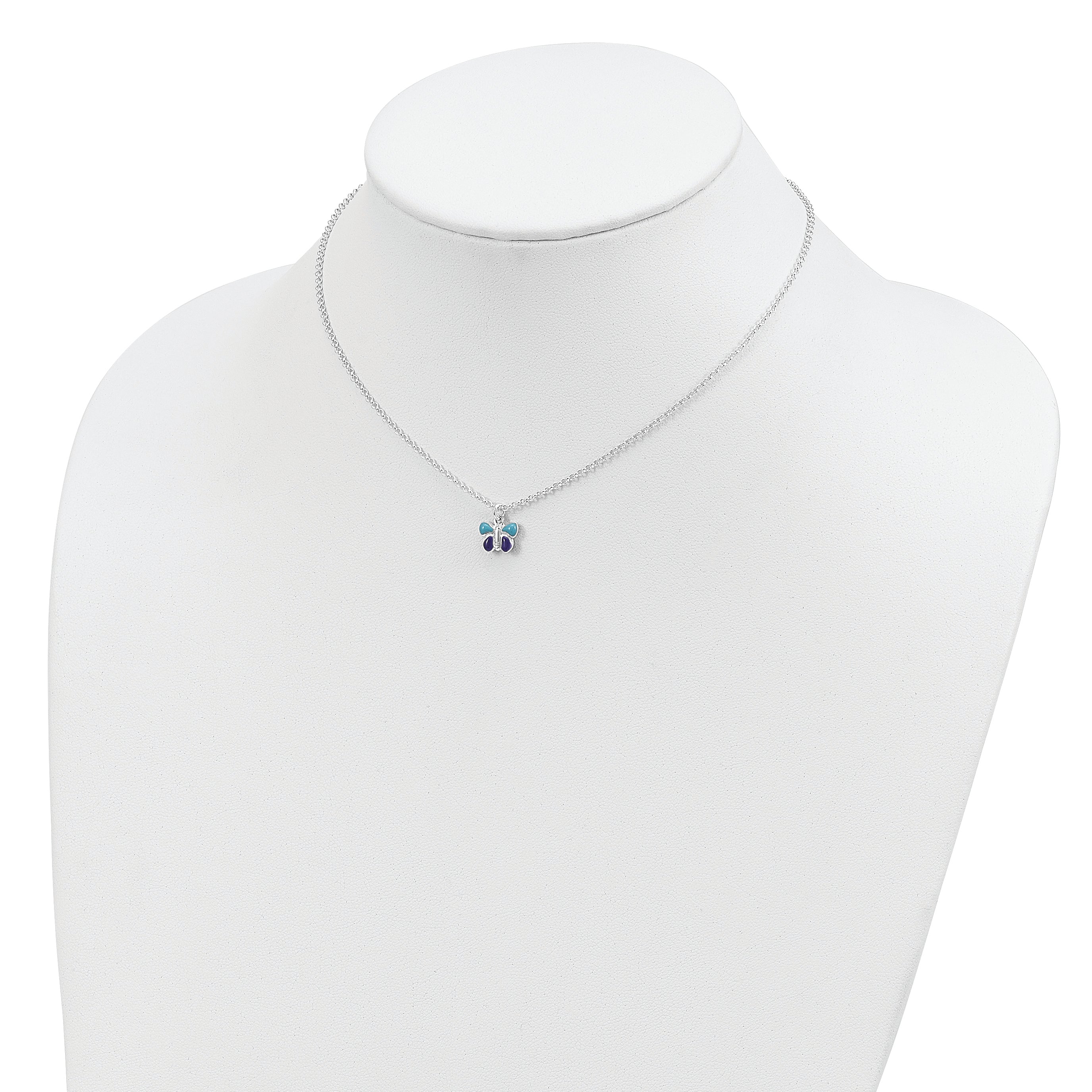 Sophia Jewelers Sterling Silver Children's Butterfly Necklace with Enamel Accents