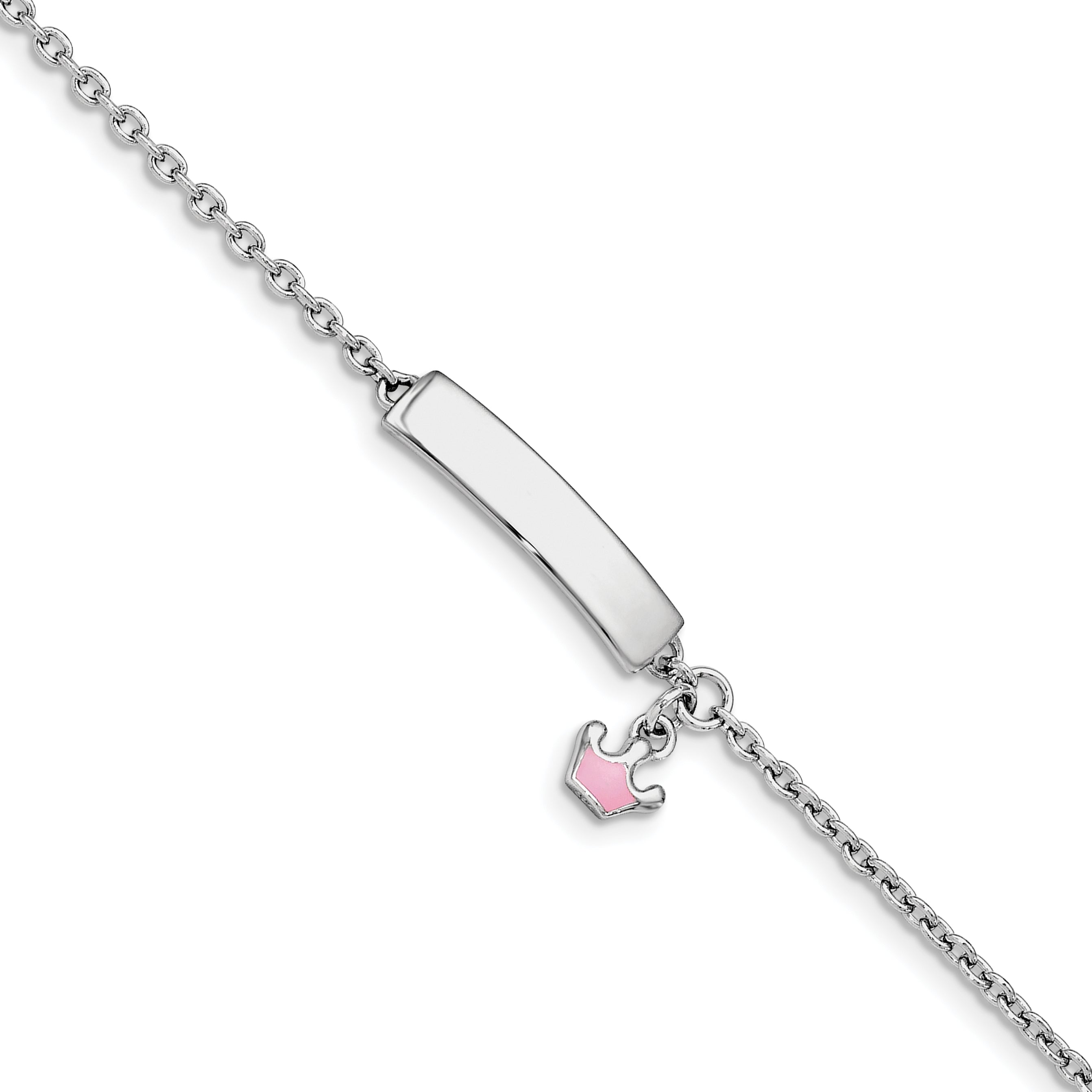 Sterling Silver Rhodium-plated Enamel With1 ext. Lobster Clasp Bracelet