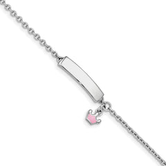 Sterling Silver Rhodium-plated Enamel With1 ext. Lobster Clasp Bracelet