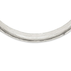 Sterling Silver Rhodium-plated Polished & Textured Neck Collar