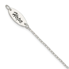 Sterling Silver Polished Synthetic Pearl Dangle HOPE Bracelet