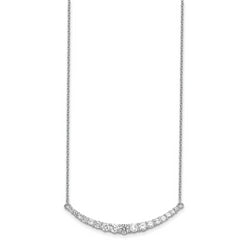 Sterling Silver Rhodium-Plated Bar Necklace with CZ Accent and Extender