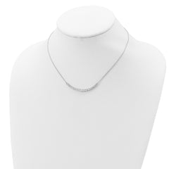 Sterling Silver Rhodium-Plated Bar Necklace with CZ Accent and Extender