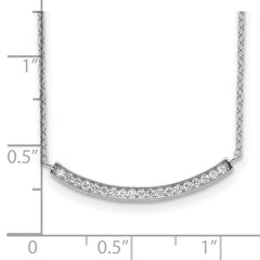 Sterling Silver 925 CZ Fancy Bar Necklace with Polished Rhodium Finish