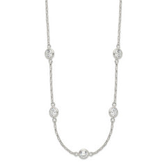 Sophia Jewelers Sterling Silver CZ Necklace with Polished Stations