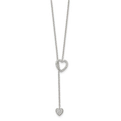 Sophia Jewelers Sterling Silver CZ Hearts Adjustable Necklace Polished Elegance - 20