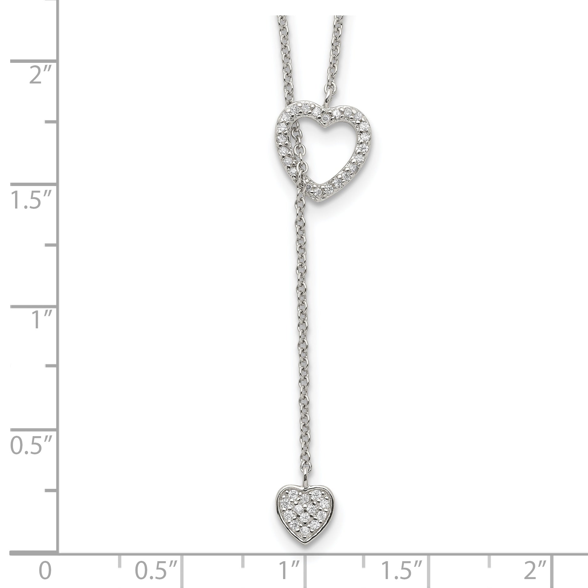 Sophia Jewelers Sterling Silver CZ Hearts Adjustable Necklace Polished Elegance - 20
