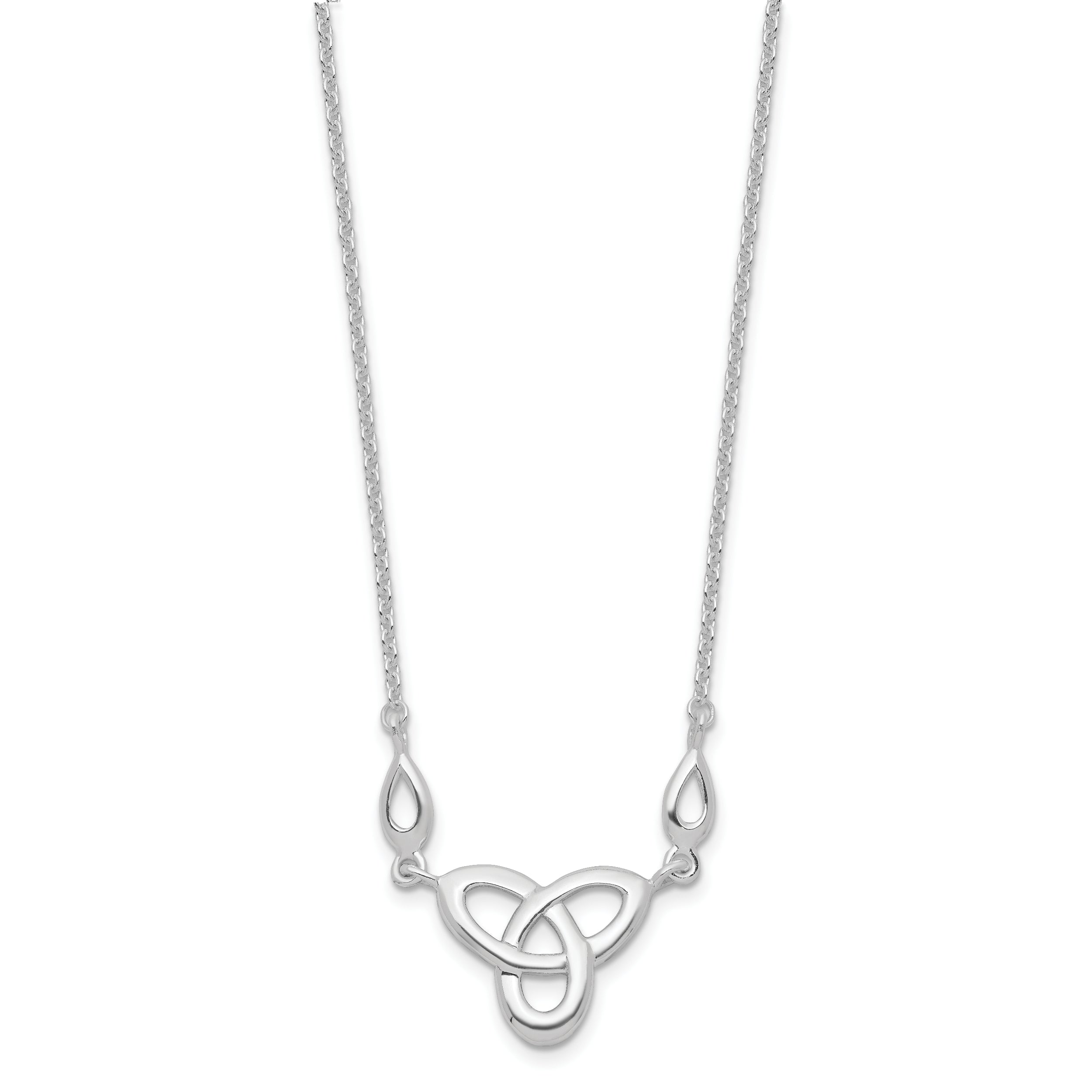 Sterling Silver Rhodium-plated Polished Celtic Knot 16 inch Necklace with 1.5 inch extension