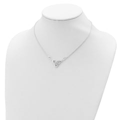 Sterling Silver Rhodium-Plated Celtic Knot Necklace with Extension - 16