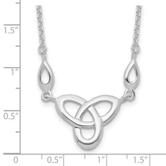 Sterling Silver Rhodium-plated Polished Celtic Knot 16 inch Necklace with 1.5 inch extension