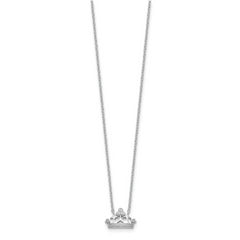 Sophia Jewelers Sterling Silver CZ Crown Necklace with Rhodium Finish