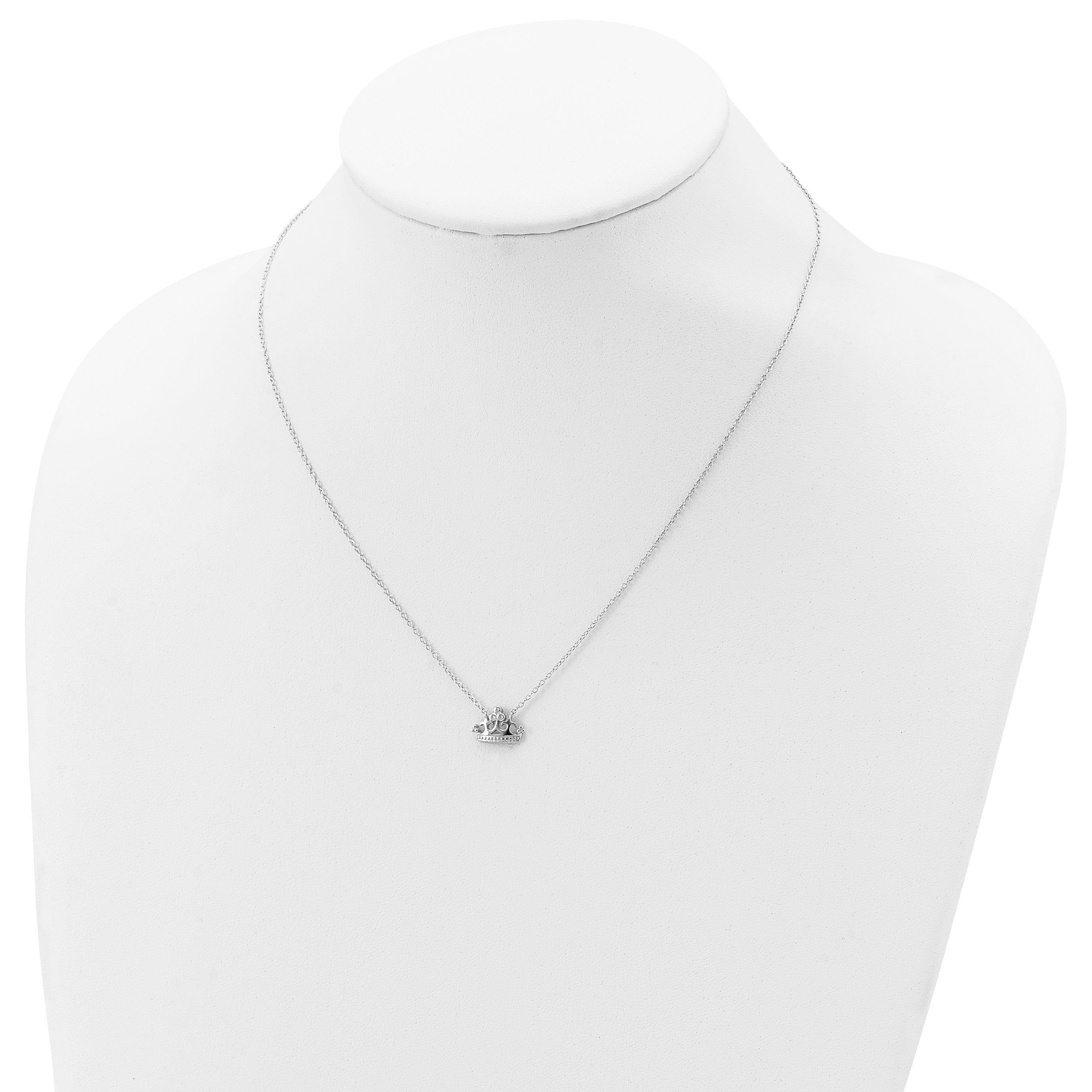 Sophia Jewelers Sterling Silver CZ Crown Necklace with Rhodium Finish