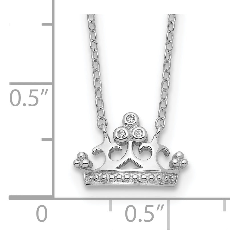 Sophia Jewelers Sterling Silver CZ Crown Necklace with Rhodium Finish