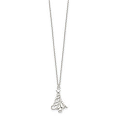 Sophia Jewelers Sterling Silver Christmas Tree Necklace Polished Finish 18 - 18