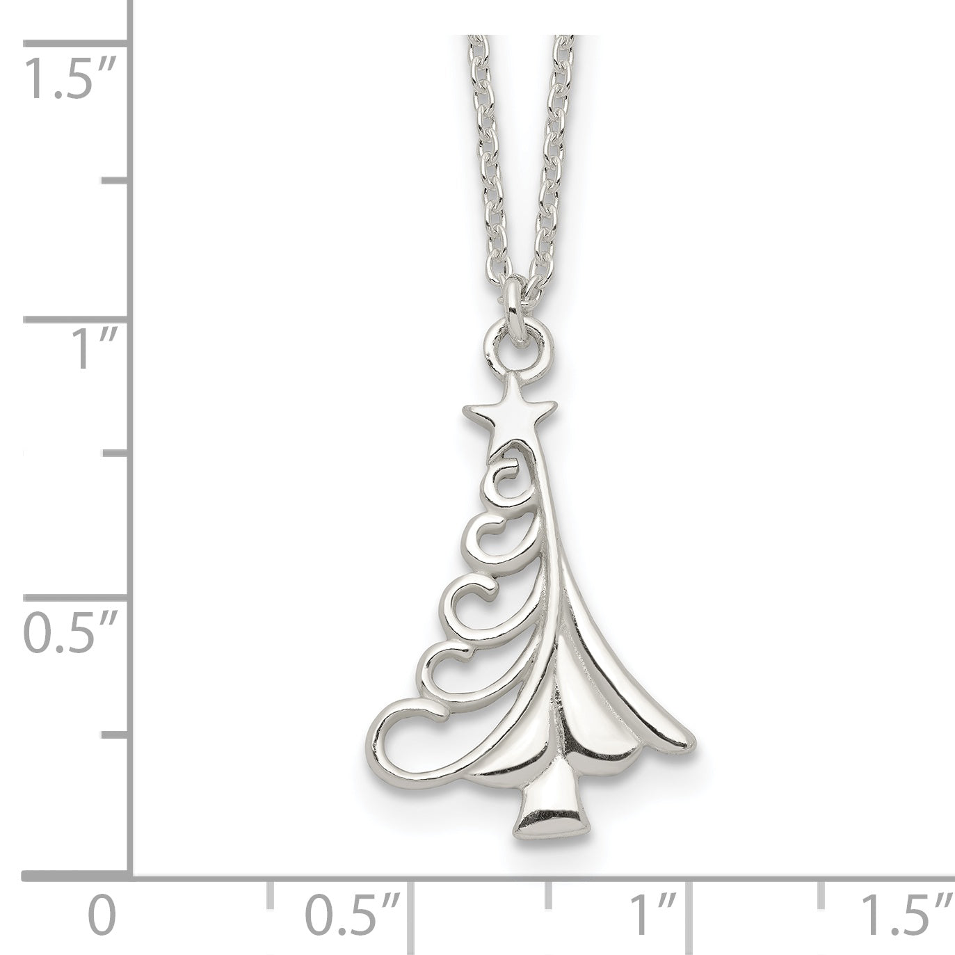 Sophia Jewelers Sterling Silver Christmas Tree Necklace Polished Finish 18 - 18