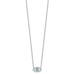 Sterling Silver Enamel Eye Necklace with Clear CZ Stones Elegant Design