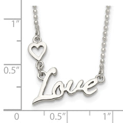 Sterling Silver 925 Polished LOVE Heart Necklace for Women