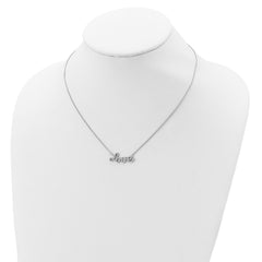 Sterling Silver Rhodium-Plated LOVE Necklace with Clear CZ Pendants
