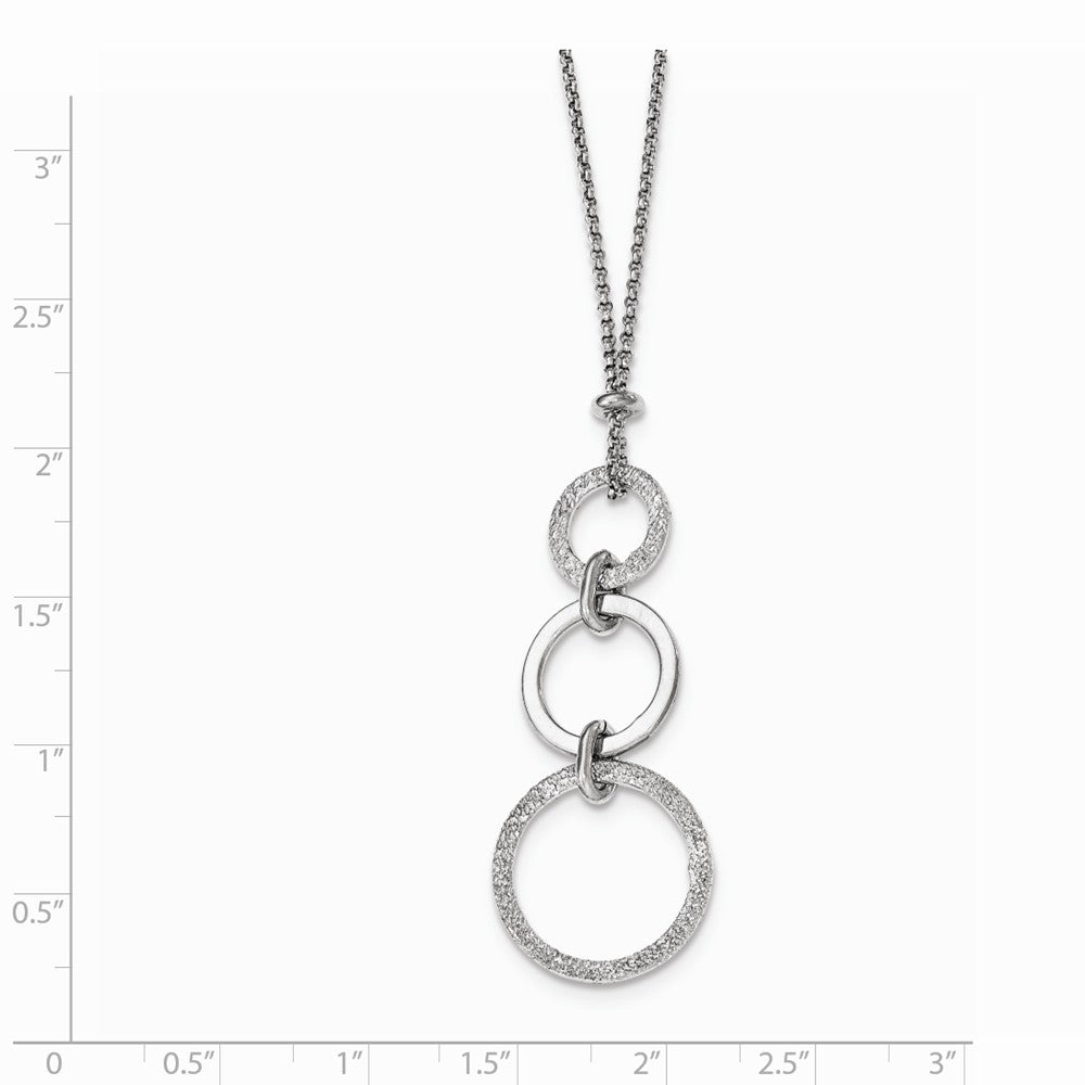 Sterling Silver Polished & Textured Diamond Cut Necklace