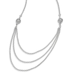 Sterling Silver Rhodium-plated Layered-Look Chain Necklace