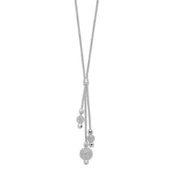 Sterling Silver 925 Beaded Necklace with Rhodium Polished Mesh Chain