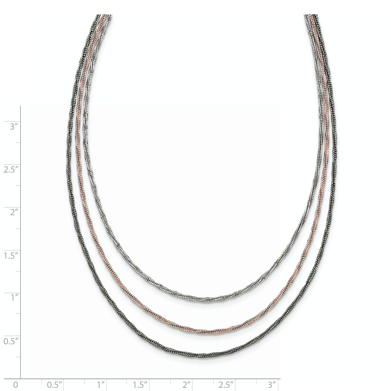 Sterling Silver Rose-Tone Multi-Strand Necklace with Ruthenium Plating