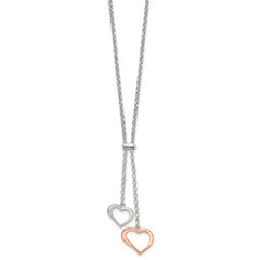 Sophia Jewelers Rose-Tone Sterling Silver 2-Heart Necklace Polished Elegance