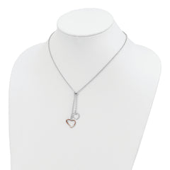Sophia Jewelers Rose-Tone Sterling Silver 2-Heart Necklace Polished Elegance