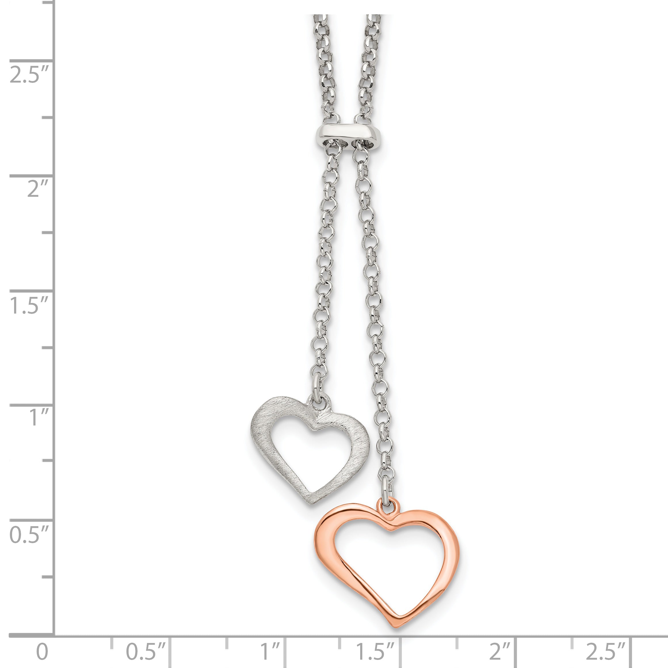 Sophia Jewelers Rose-Tone Sterling Silver 2-Heart Necklace Polished Elegance