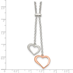 Sophia Jewelers Rose-Tone Sterling Silver 2-Heart Necklace Polished Elegance